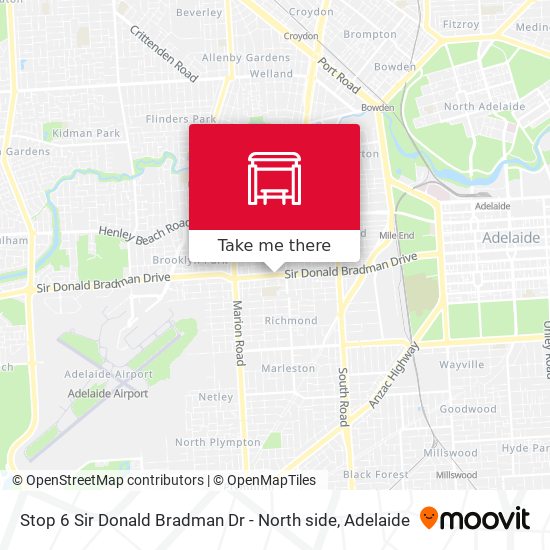 Stop 6 Sir Donald Bradman Dr - North side map