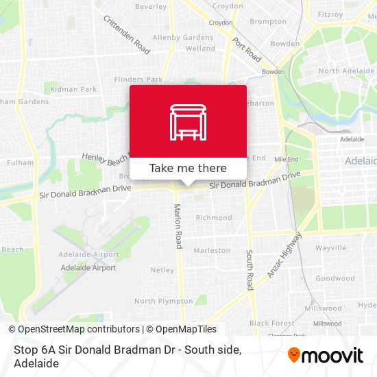 Stop 6A Sir Donald Bradman Dr - South side map
