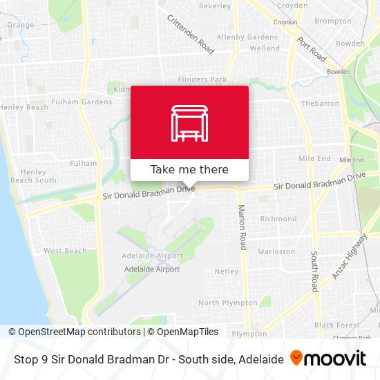 Stop 9 Sir Donald Bradman Dr - South side map