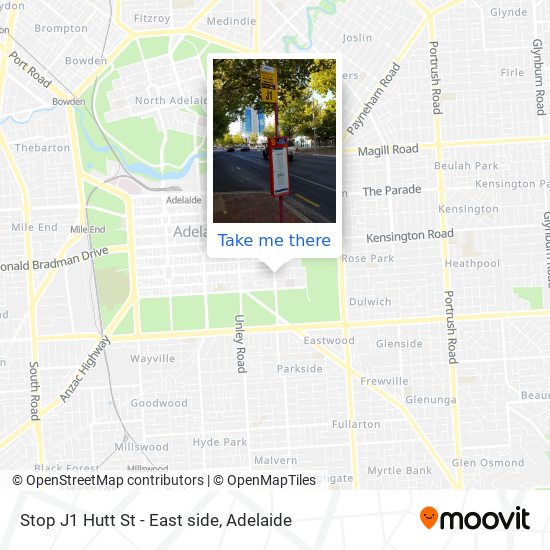 Stop J1 Hutt St - East side map