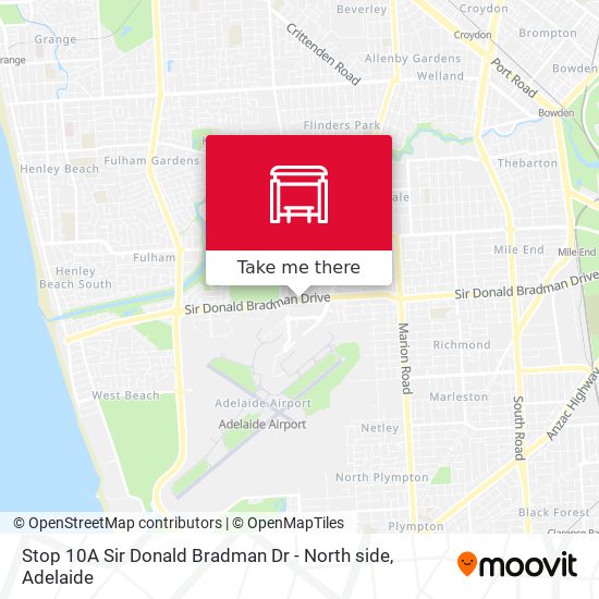 Mapa Stop 10A Sir Donald Bradman Dr - North side