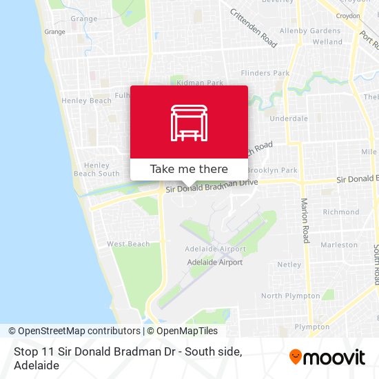 Stop 11 Sir Donald Bradman Dr - South side map