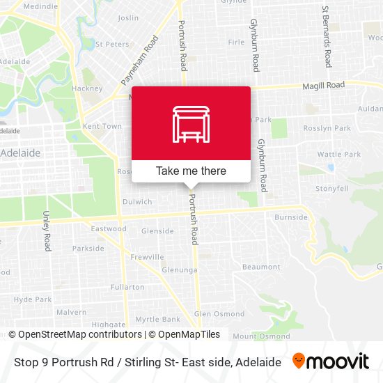 Stop 9 Portrush Rd / Stirling St- East side map