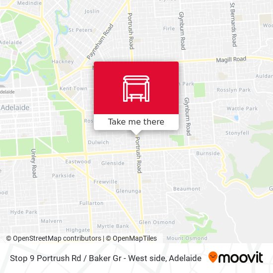 Stop 9 Portrush Rd / Baker Gr - West side map