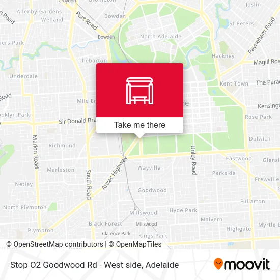 Mapa Stop O2 Goodwood Rd - West side