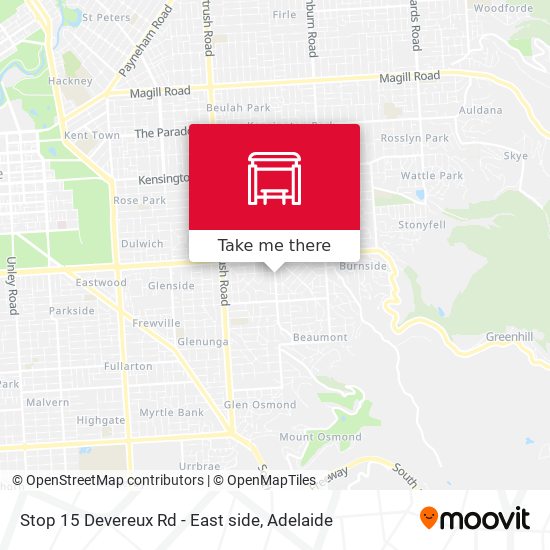Stop 15 Devereux Rd - East side map