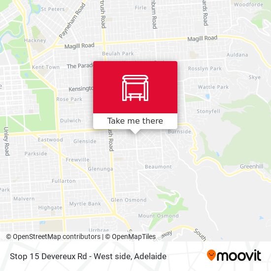 Stop 15 Devereux Rd - West side map