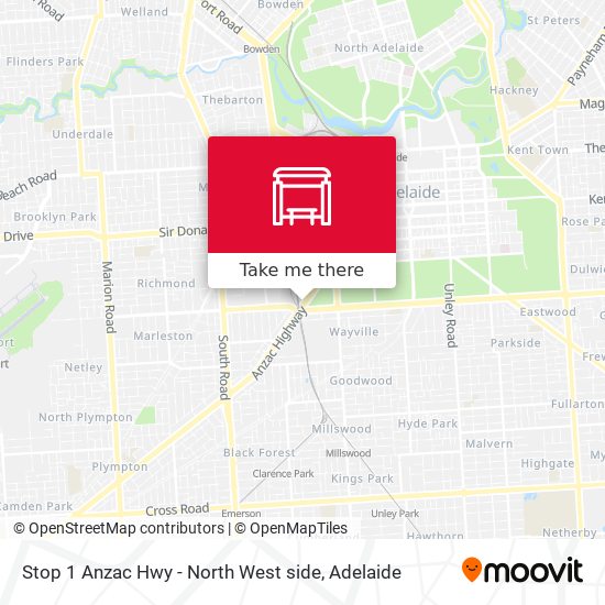 Stop 1 Anzac Hwy - North West side map