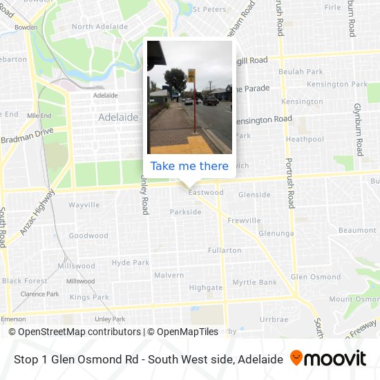 Stop 1 Glen Osmond Rd - South West side map
