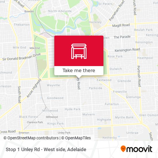 Stop 1 Unley Rd - West side map