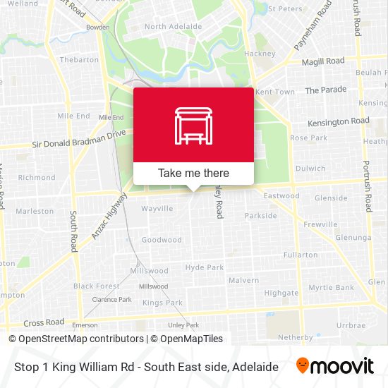 Mapa Stop 1 King William Rd - South East side