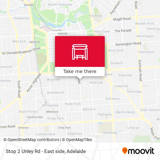 Stop 2 Unley Rd - East side map