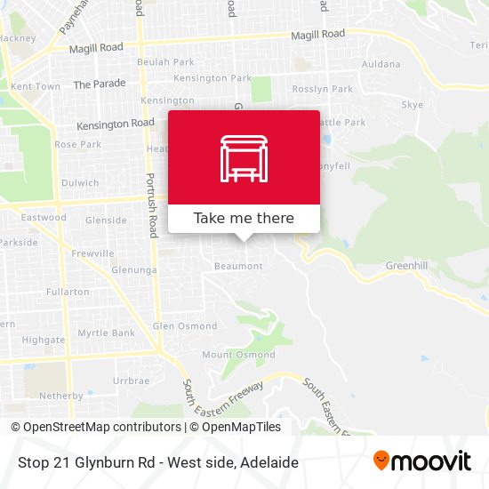 Mapa Stop 21 Glynburn Rd - West side