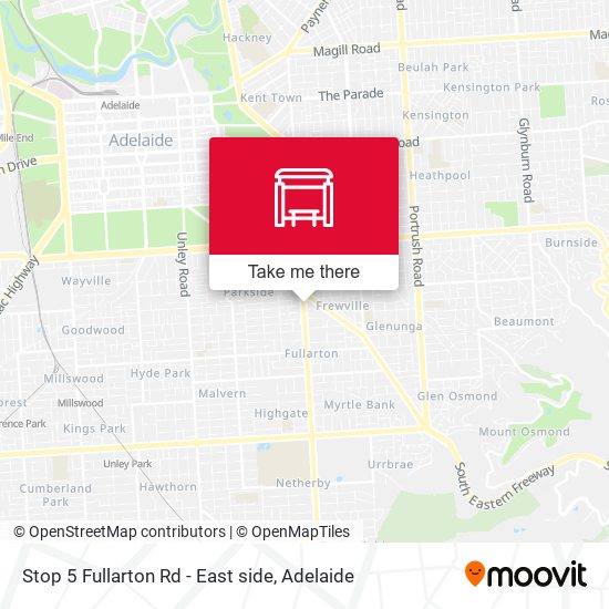 Stop 5 Fullarton Rd - East side map