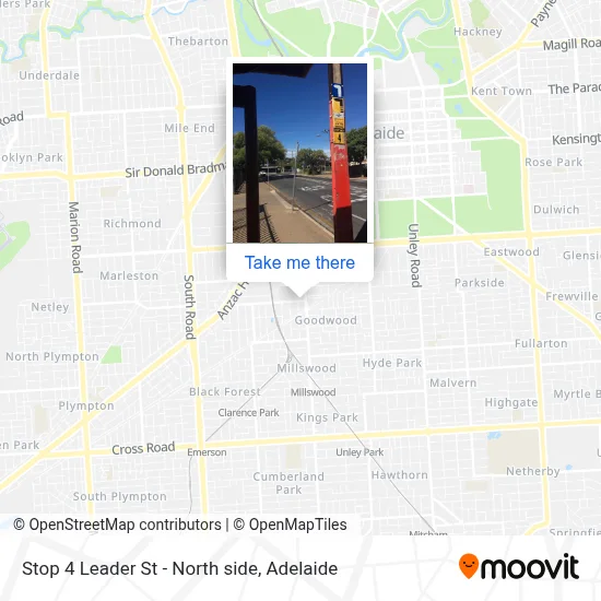 Mapa Stop 4 Leader St - North side