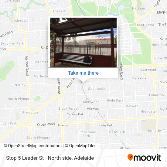 Mapa Stop 5 Leader St - North side