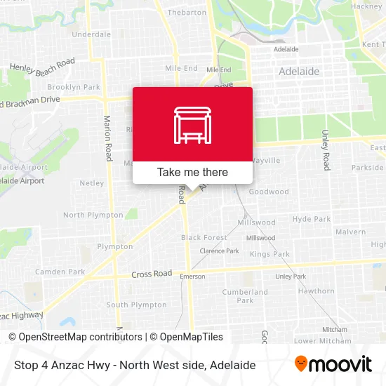 Stop 4 Anzac Hwy - North West side map