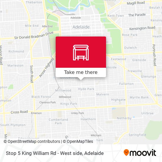Stop 5 King William Rd - West side map