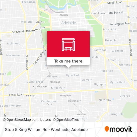 Mapa Stop 5 King William Rd - West side