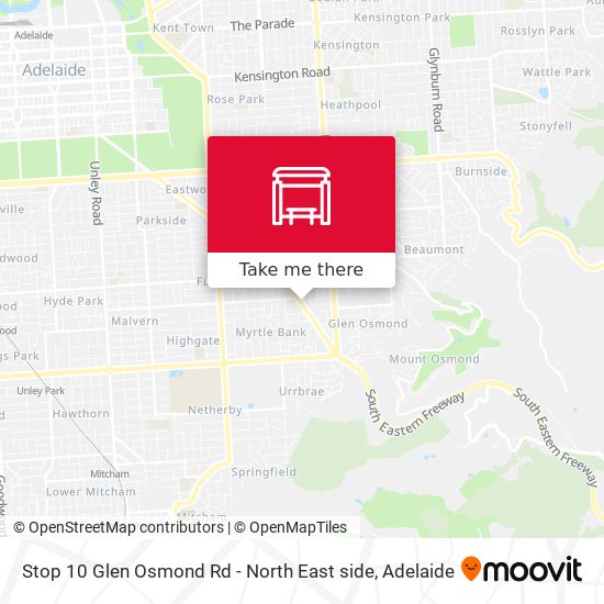 Mapa Stop 10 Glen Osmond Rd - North East side