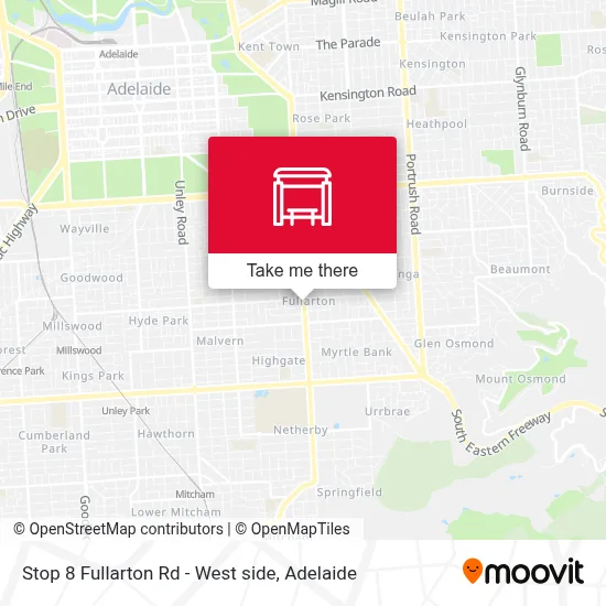 Mapa Stop 8 Fullarton Rd - West side