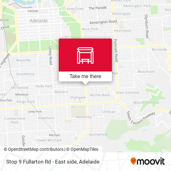 Stop 9 Fullarton Rd - East side map