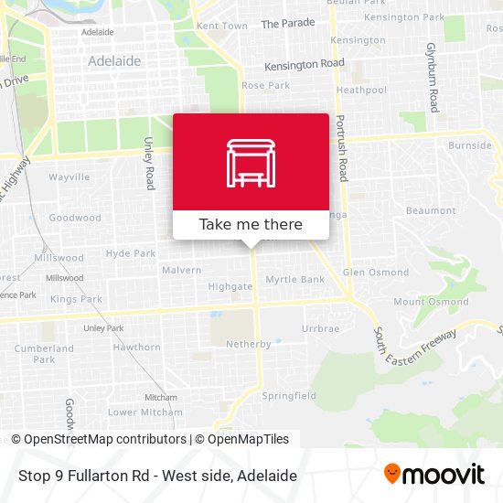 Stop 9 Fullarton Rd - West side map