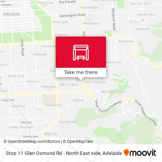 Stop 11 Glen Osmond Rd - North East side map