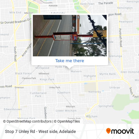 Stop 7 Unley Rd - West side map