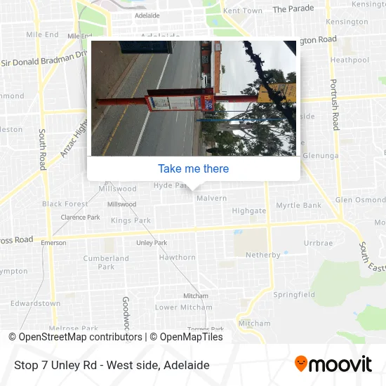 Mapa Stop 7 Unley Rd - West side