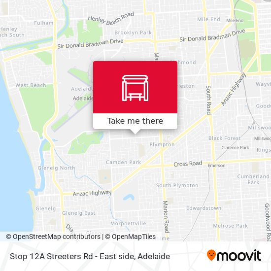 Stop 12A Streeters Rd - East side map