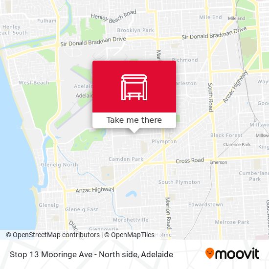 Stop 13 Mooringe Ave - North side map