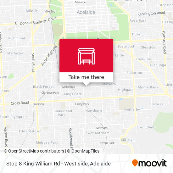 Stop 8 King William Rd - West side map