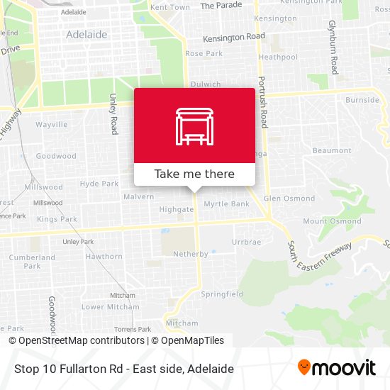 Stop 10 Fullarton Rd - East side map