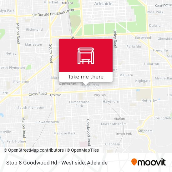 Stop 8 Goodwood Rd - West side map