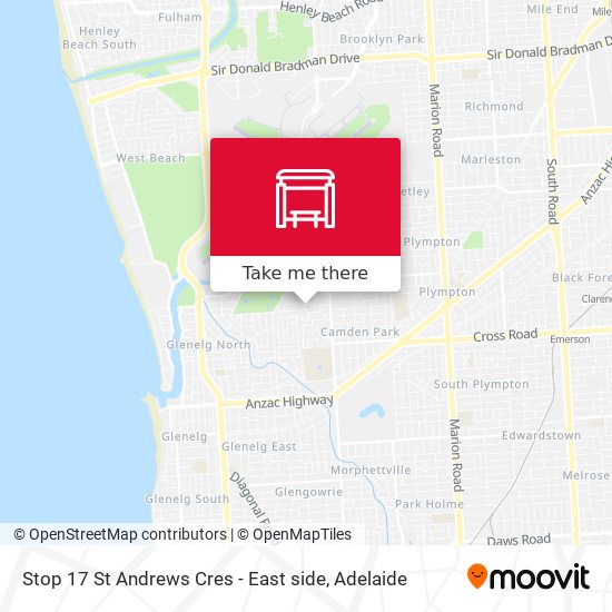 Stop 17 St Andrews Cres - East side map