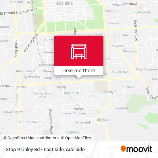 Stop 9 Unley Rd - East side map