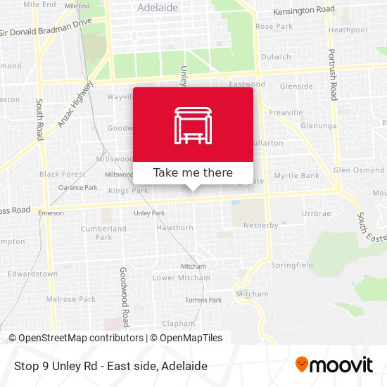 Mapa Stop 9 Unley Rd - East side