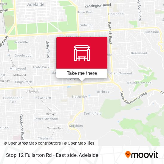 Stop 12 Fullarton Rd - East side map