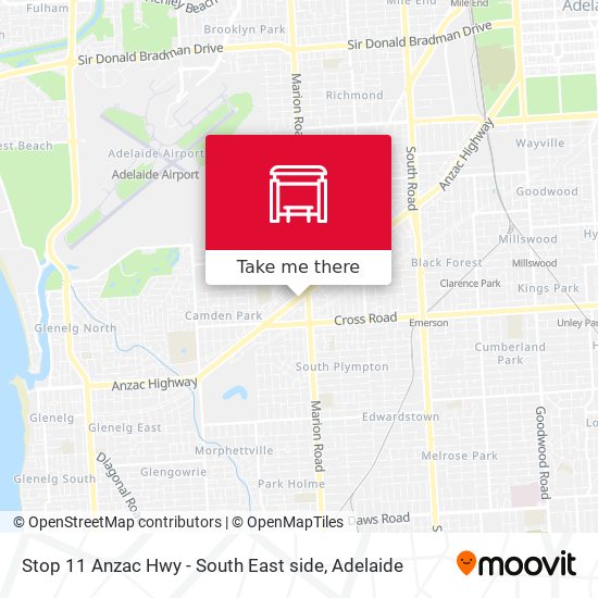 Stop 11 Anzac Hwy - South East side map