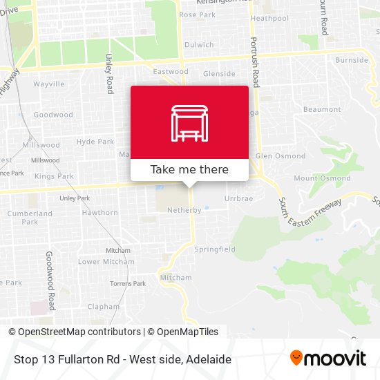 Mapa Stop 13 Fullarton Rd - West side