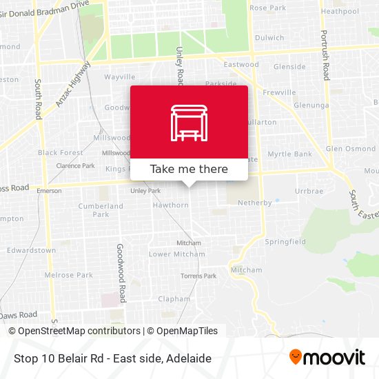 Stop 10 Belair Rd - East side map