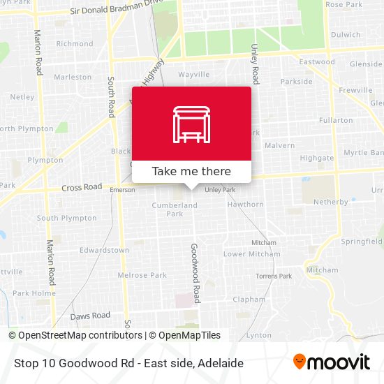 Mapa Stop 10 Goodwood Rd - East side