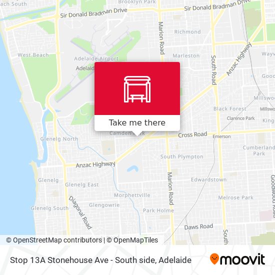 Stop 13A Stonehouse Ave - South side map