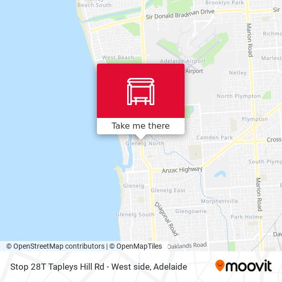 Stop 28T Tapleys Hill Rd - West side map