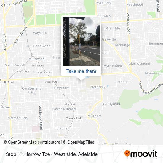 Stop 11 Harrow Tce - West side map