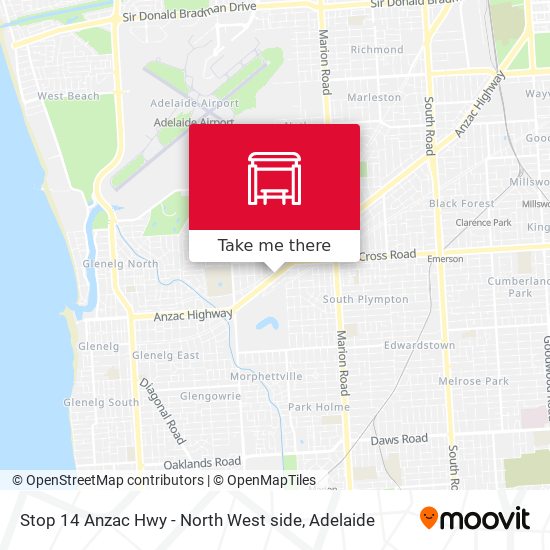 Stop 14 Anzac Hwy - North West side map