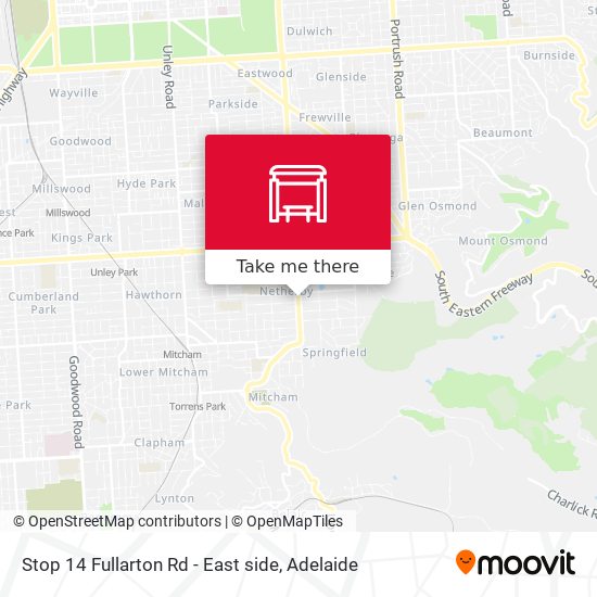 Stop 14 Fullarton Rd - East side map