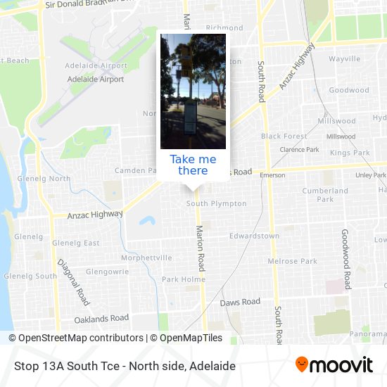 Stop 13A South Tce - North side map