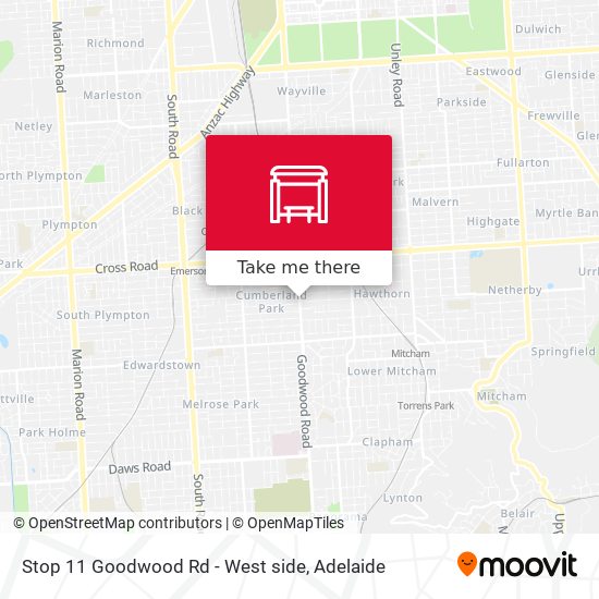 Stop 11 Goodwood Rd - West side map